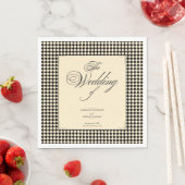 Elegant Monogram Black Cream Checkerboard スタンダードランチョンナプキン (インサイチュ)