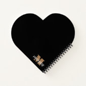 Elegant Monogram Black Gold Script minimal ノートブック (裏面)