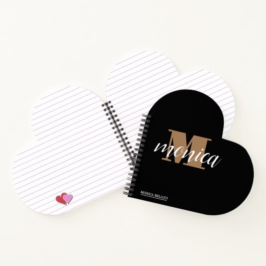 Elegant Monogram Black Gold Script minimal ノートブック (内部)