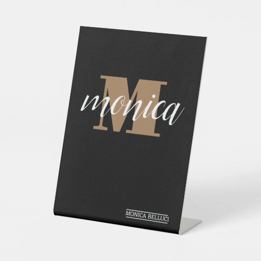 Elegant Monogram Black Gold Script minimal 台座サイン (正面)