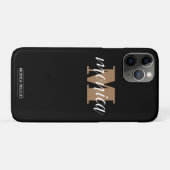 Elegant Monogram Black Gold Script minimal Case-Mate iPhoneケース (裏面(横))
