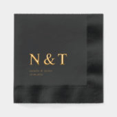 Elegant, Monogram, Black Wedding Foil Napkins 箔ナプキン (正面)
