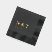 Elegant, Monogram, Black Wedding Foil Napkins 箔ナプキン (左)