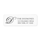 Elegant Monogram Black White Return Address Label ラベル (正面)
