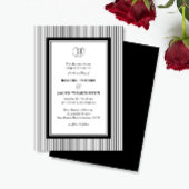 Elegant Monogram Black & White Striped Wedding 招待状