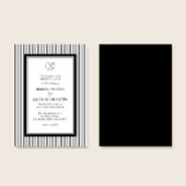 Elegant Monogram Black & White Striped Wedding 招待状