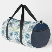 Elegant Monogram Blue Water Lily and Lotus ダッフルバッグ (右コーナー)