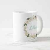 Elegant Monogram Botanical Lily Design   ジャンボコーヒーマグカップ (正面右)