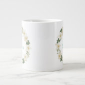 Elegant Monogram Botanical Lily Design   ジャンボコーヒーマグカップ (正面)