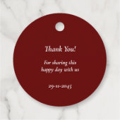 Elegant Monogram Burgundy Wedding Thank You フェイバータグ (裏面)