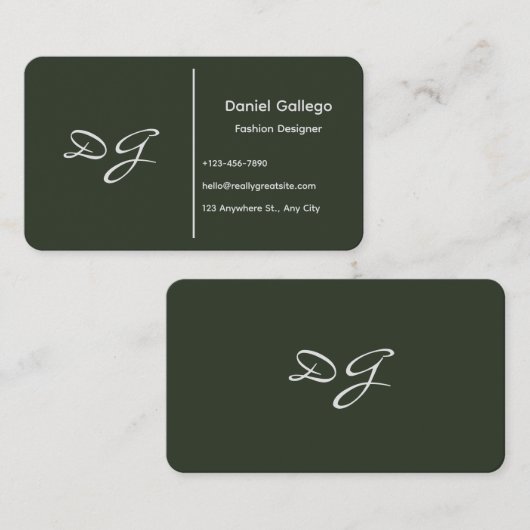 Elegant Monogram Business Card 名刺 (正面/裏面)