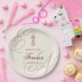 Elegant Monogram Calligraphy Wedding ペーパープレート (パーティー)