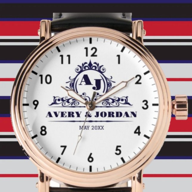 Elegant monogram calligraphy  wedding couples 腕時計 (クリエイターアップロード済み)