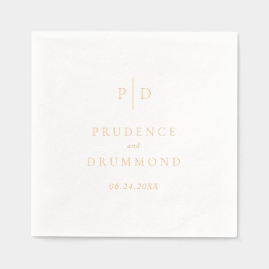 Elegant Monogram Classic Wedding 箔ナプキン (正面)