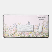 Elegant Monogram Colorful Flower Garden Floral デスクマット (キーボード&マウス)
