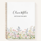 Elegant Monogram Colorful Flower Garden Floral ノートブック (正面)