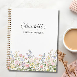 Elegant Monogram Colorful Flower Garden Floral ノートブック