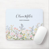 Elegant Monogram Colorful Flower Garden Floral マウスパッド (マウス)