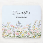 Elegant Monogram Colorful Flower Garden Floral マウスパッド (正面)