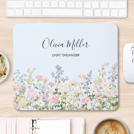 Elegant Monogram Colorful Flower Garden Floral マウスパッド