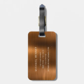 Elegant Monogram Copper Brown Brushed Metallic  ラゲッジタグ (裏面縦)