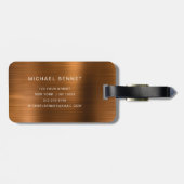 Elegant Monogram Copper Brown Brushed Metallic  ラゲッジタグ (裏面横)