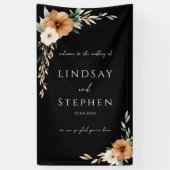 Elegant Monogram Copper Earthy Black Wedding 横断幕 (縦)