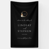 Elegant Monogram Copper Earthy Black Wedding 横断幕 (縦)