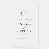 Elegant Monogram Copper Earthy Botanical Wedding アクリルサイン (傾斜)