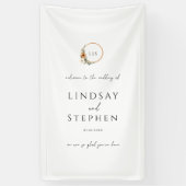 Elegant Monogram Copper Earthy Botanical Wedding 横断幕 (縦)