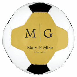 Elegant Monogram Couple Name Metallic Gold サッカーボール