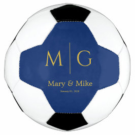 Elegant Monogram Couple Name Navy サッカーボール