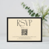 Elegant Monogram Cream and Black Wedding  出欠カード (スタンド正面)