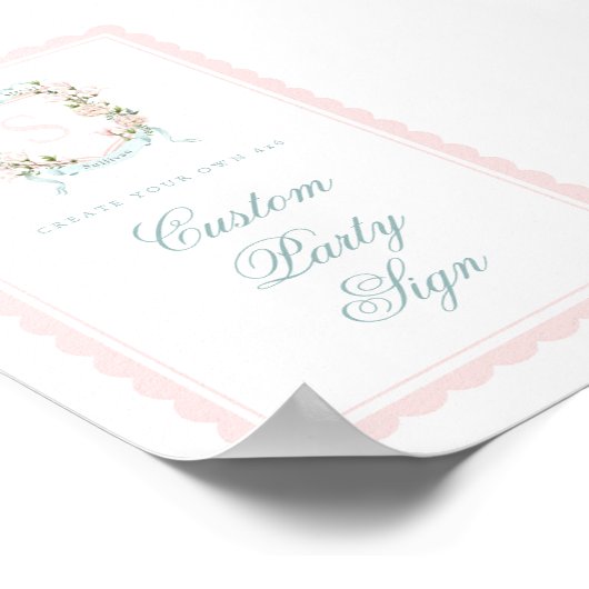 Elegant Monogram Crest Baby Shower Custom 4x6 ポスター (角)