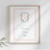 Elegant Monogram Crest Baby Shower Custom 4x6 ポスター