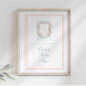 Elegant Monogram Crest Baby Shower Custom 5x7 ポスター