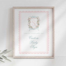 Elegant Monogram Crest Baby Shower Custom 5x7 ポスター