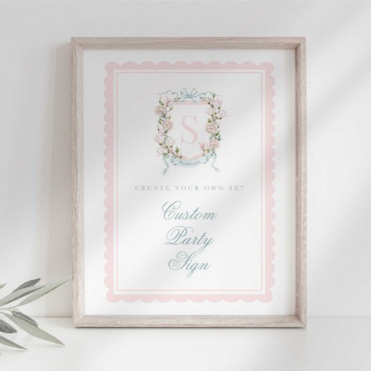 Elegant Monogram Crest Baby Shower Custom 5x7 ポスター
