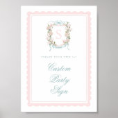 Elegant Monogram Crest Baby Shower Custom 5x7 ポスター (正面)