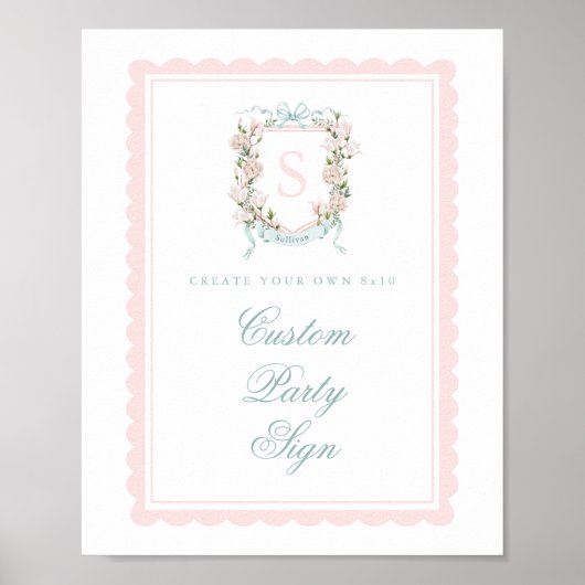 Elegant Monogram Crest Baby Shower Custom 8x10 ポスター (正面)