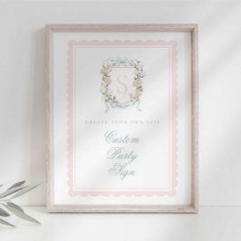 Elegant Monogram Crest Baby Shower Custom 8x10 ポスター