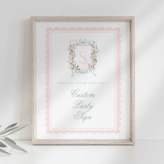Elegant Monogram Crest Baby Shower Custom 8x10 ポスター