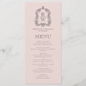 Elegant Monogram Crest Blush Pink Wedding メニュー (正面)