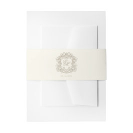 Elegant Monogram Crest Ivory Wedding  招待状ベリーバンド