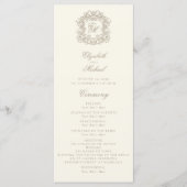 Elegant Monogram Crest Ivory Wedding Program プログラム (正面)