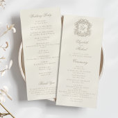 Elegant Monogram Crest Ivory Wedding Program プログラム