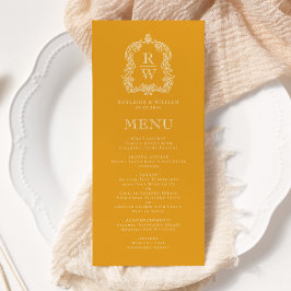 Elegant Monogram Crest Marigold Yellow Wedding メニュー