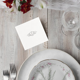 Elegant Monogram Crest Wedding Cocktail Napkin スタンダードカクテルナプキン