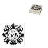 Elegant Monogram & Date Wedding Rubber Stamp ラバースタンプ (押印)