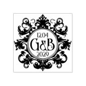 Elegant Monogram & Date Wedding Rubber Stamp ラバースタンプ (インプリント)